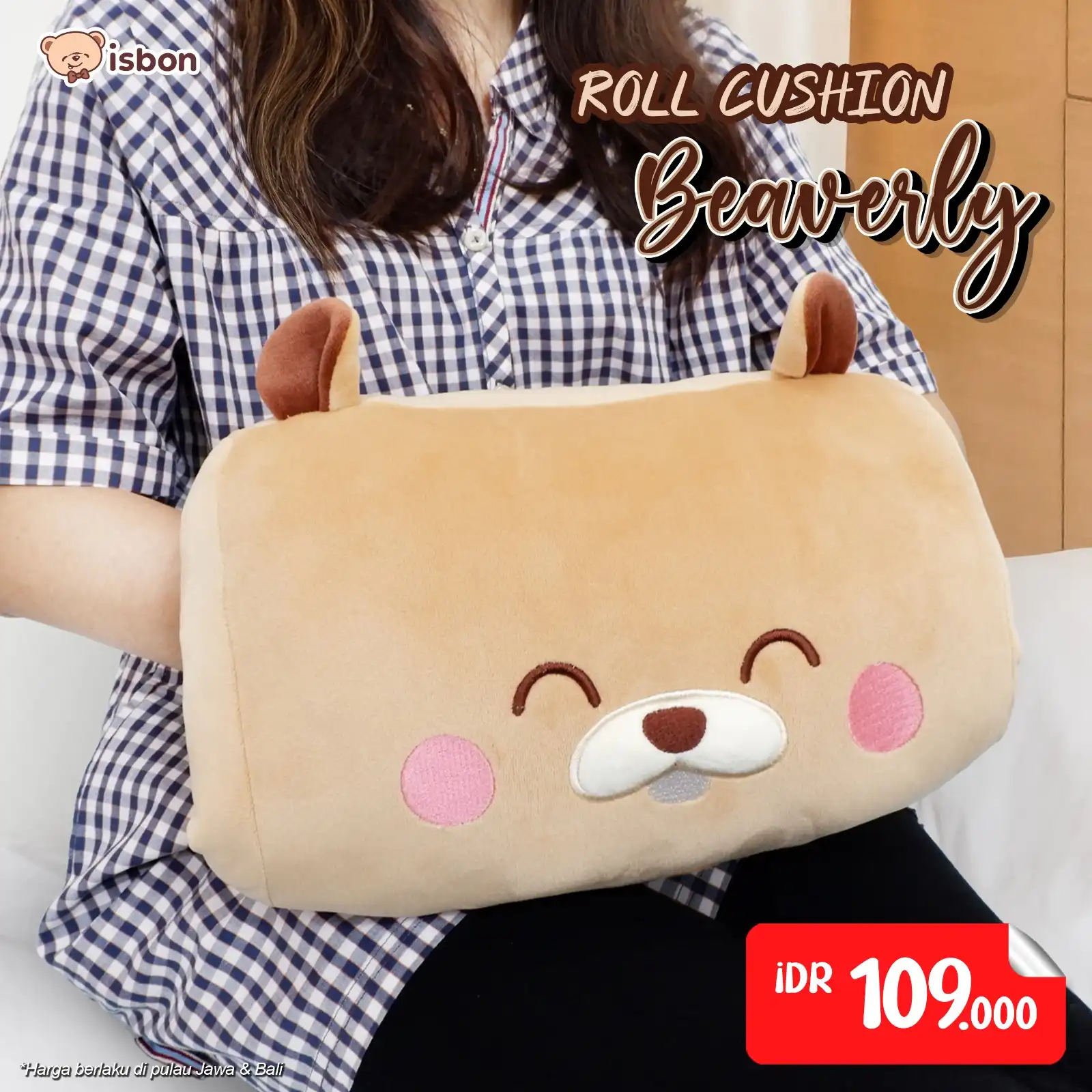 ISTANA BONEKA Bantal Meja Karakter Berang Berang Roll Cushion Beaverly 