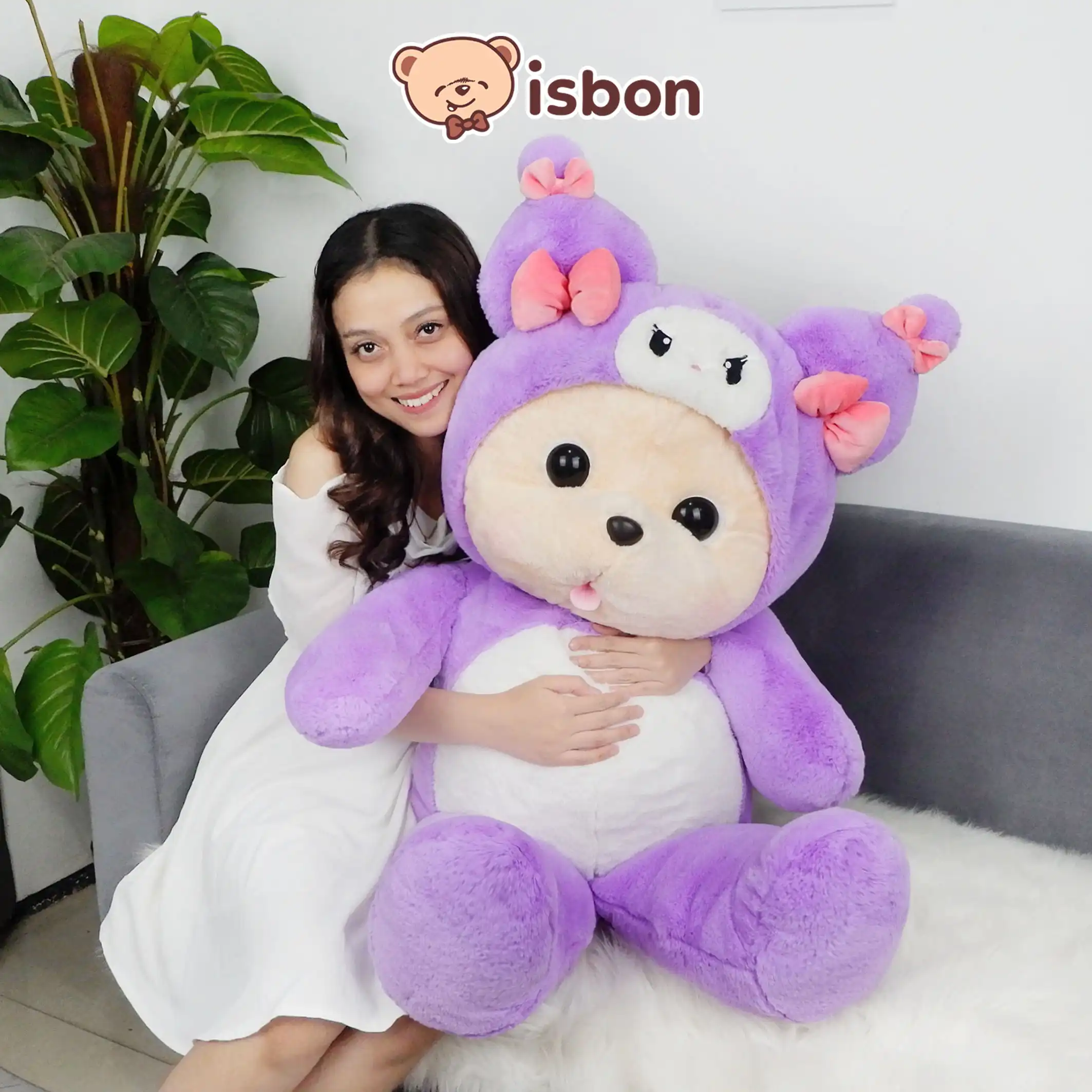 ISTANA BONEKA Beruang Floopy Merry Bear Qumi Telinga Panjang With Pita Lucu Mainan Anak Hadiah Ulang Tahun Spesial Halus Lembut Premium