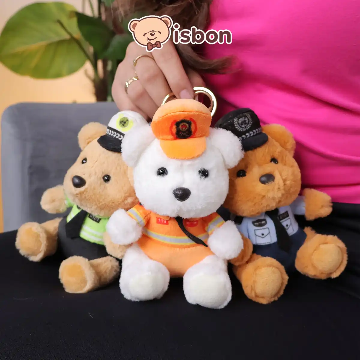 ISTANA BONEKA Gantungan Kunci Beruang Officer Bear with Baju Seragam Profesi Lucu Keychain Aksesoris Tas Mainan Anak Dewasa Cowok Cewek Hadiah Kado Ulang Tahun Polisi Damkar