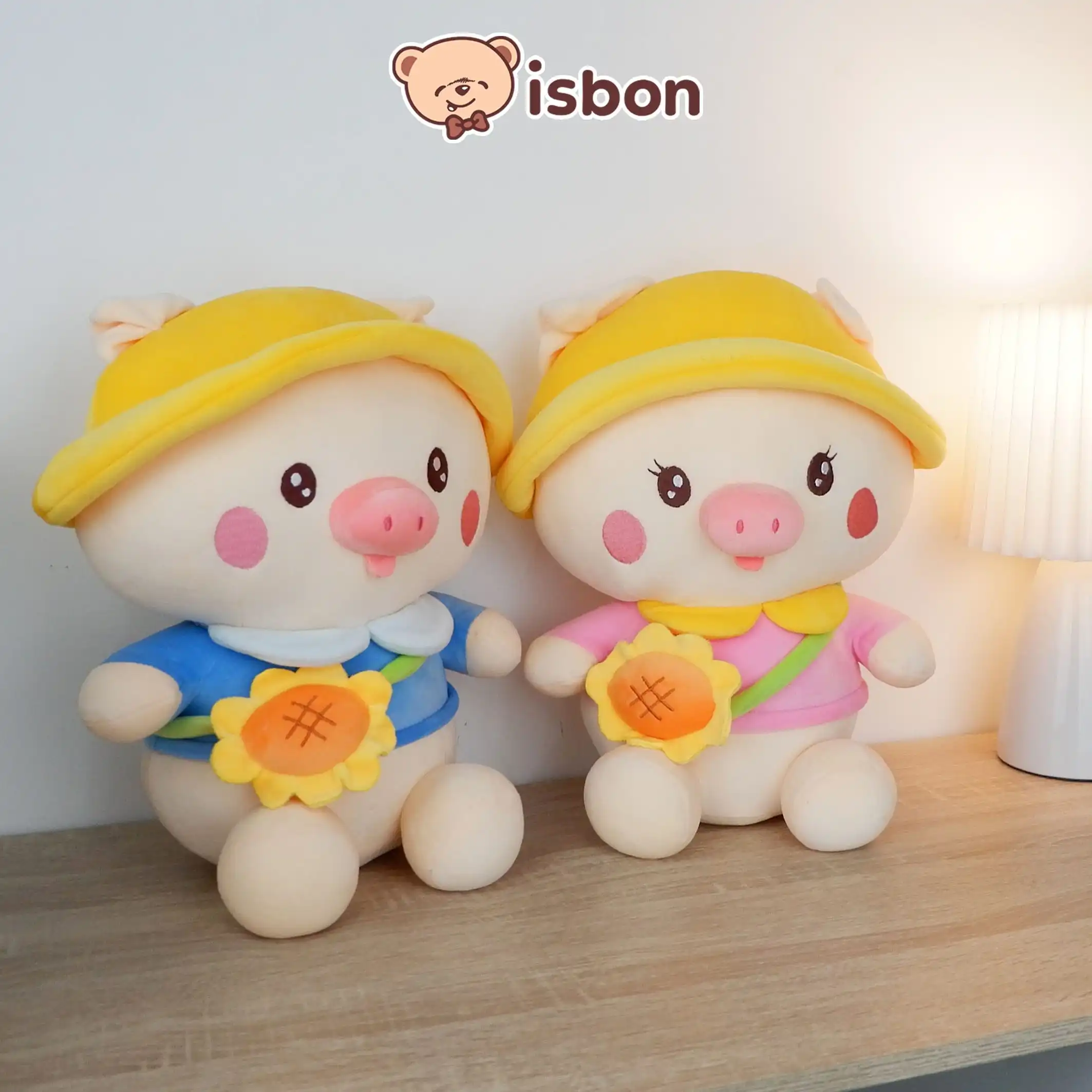 ISTANA BONEKA Babi Pig With Topi dan Tas Matahari Sit Hello Sunshine Mungil Lucu Mainan Anak Untuk Kado Ulang Tahun Premium
