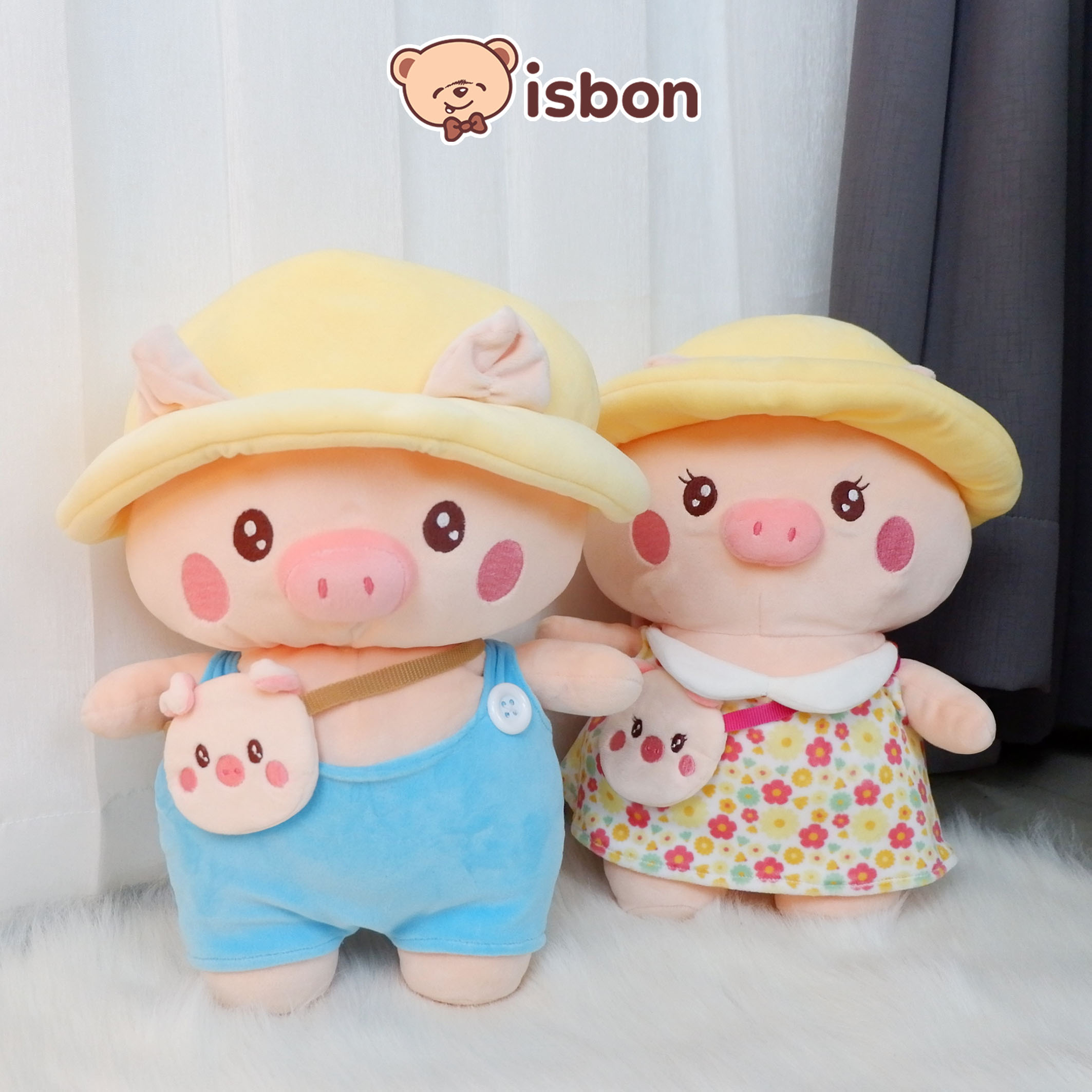 ISTANA BONEKA Babi Pig Garden With Topi Kuning dan Jumpsuit Lucu Mainan Anak Hadiah Ulang Tahun