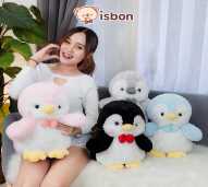 ISTANA BONEKA Pinguin Chillo Kecil 13in Bulu Pendek Jumbo Couple with Pita Mainan Anak Hadiah Spesial Ulang Tahun