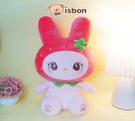 ISTANA BONEKA Kelinci with Hoodie Hat Strawberry Cute Sit Bunny 14in Mainan Anak Cewek Hadiah Spesial Ulang Tahun